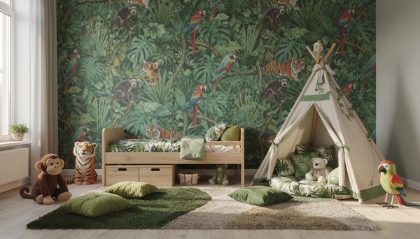Pourquoi le papier peint jungle pour enfant transforme la chambre en véritable aventure ?